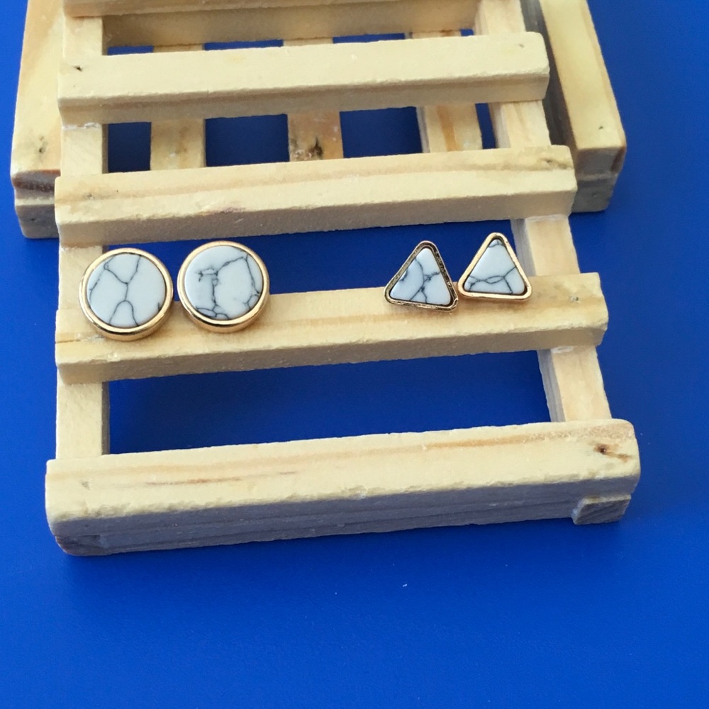Marble earrings with bonus bracelet